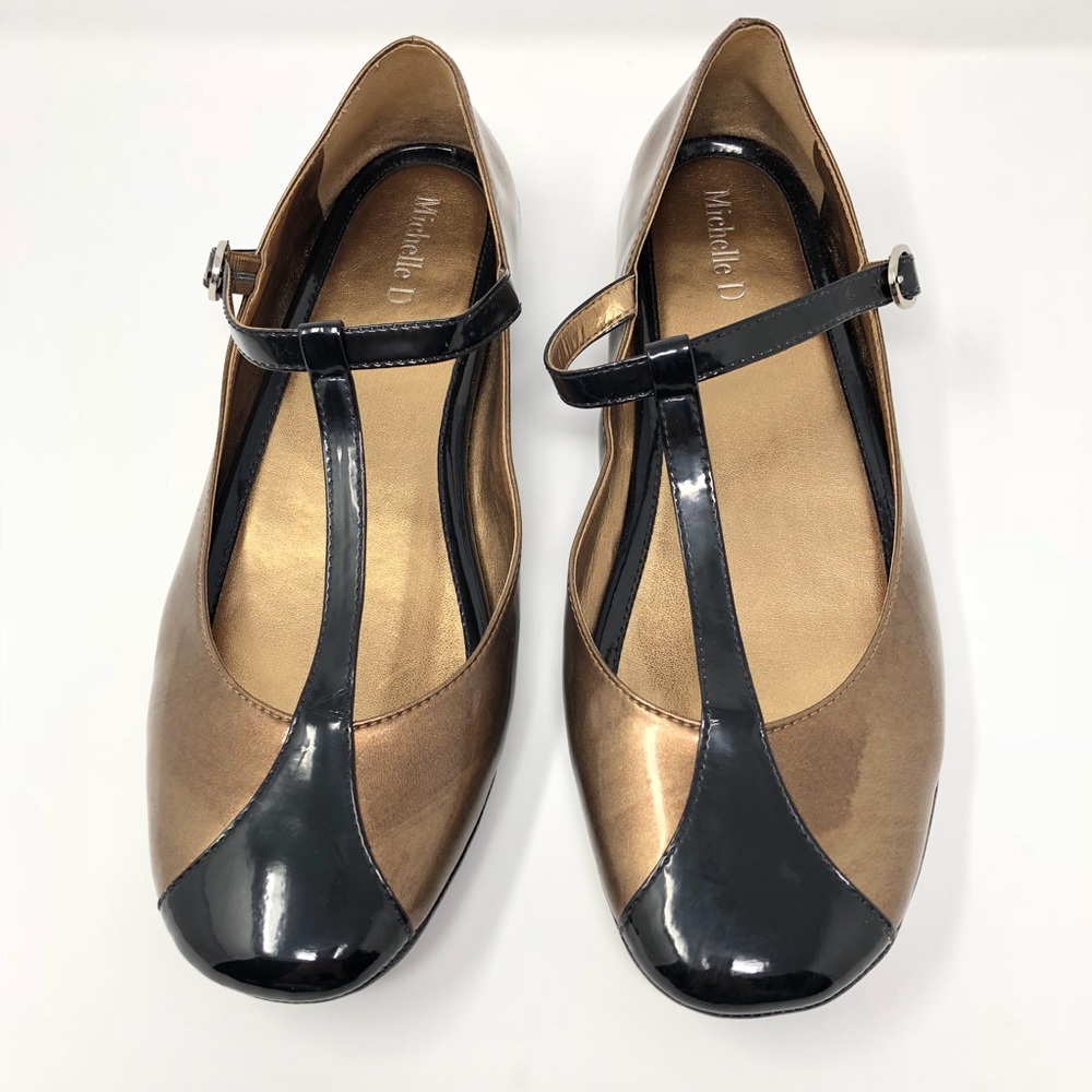 Michelle D T Strap Patent Leather Flats